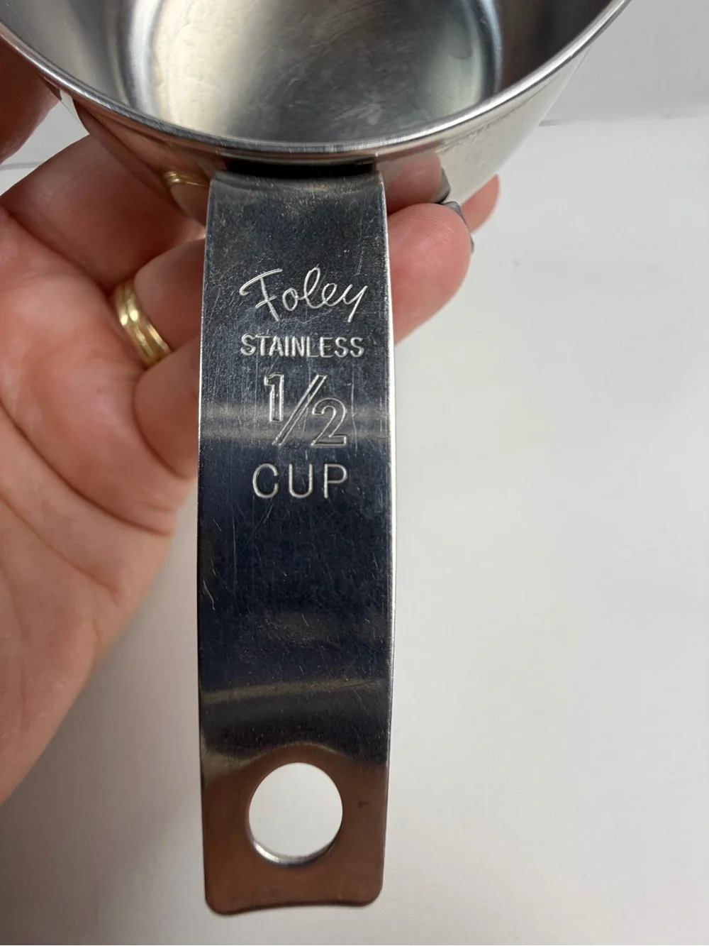 Lot 2 Vintage Foley 1 Cup 1/2 Cup Measuring Cup Stainless Steel Handle